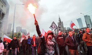 Poles against migrants protest